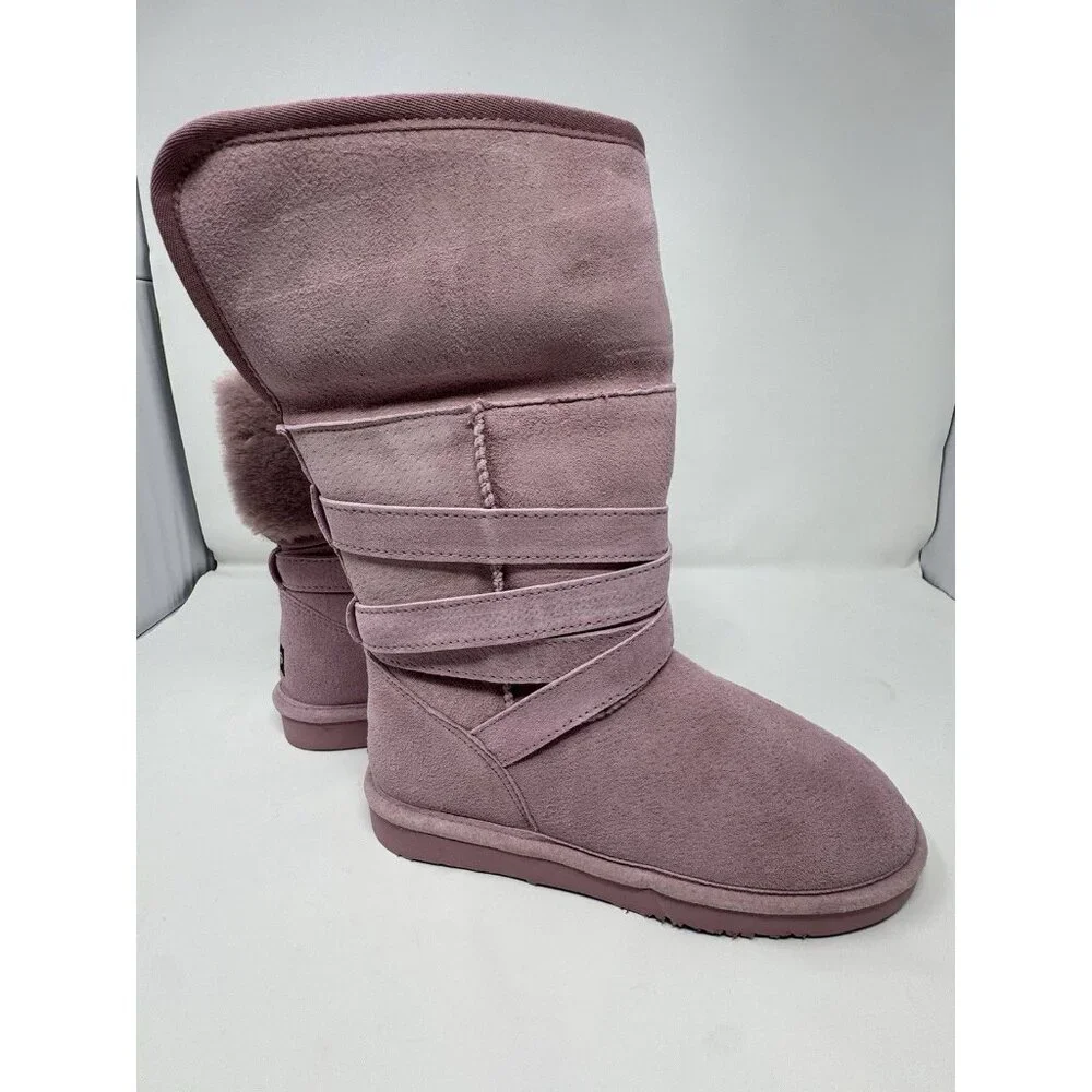 LAMO Womens Pink Suede Winter Boots 8 Furry
